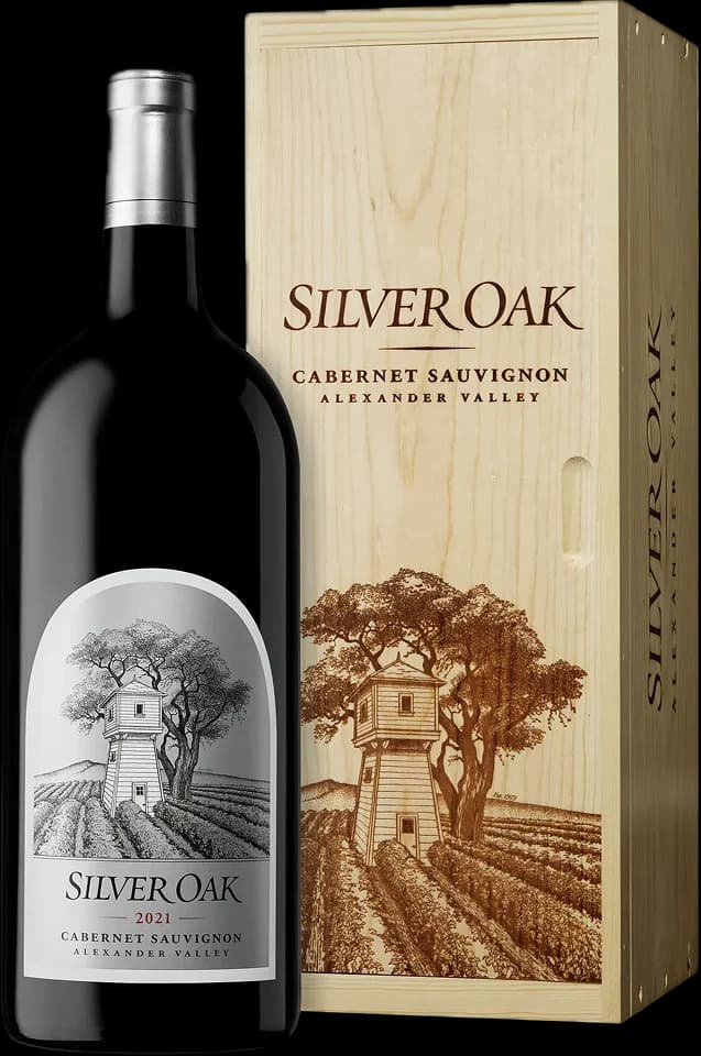 Vinho Silver Oak com sua caixa de madeira